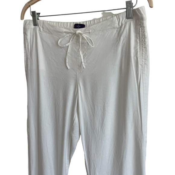 NYDJ White Linen Drawstring Pants, Size 4 - Picture 2 of 8